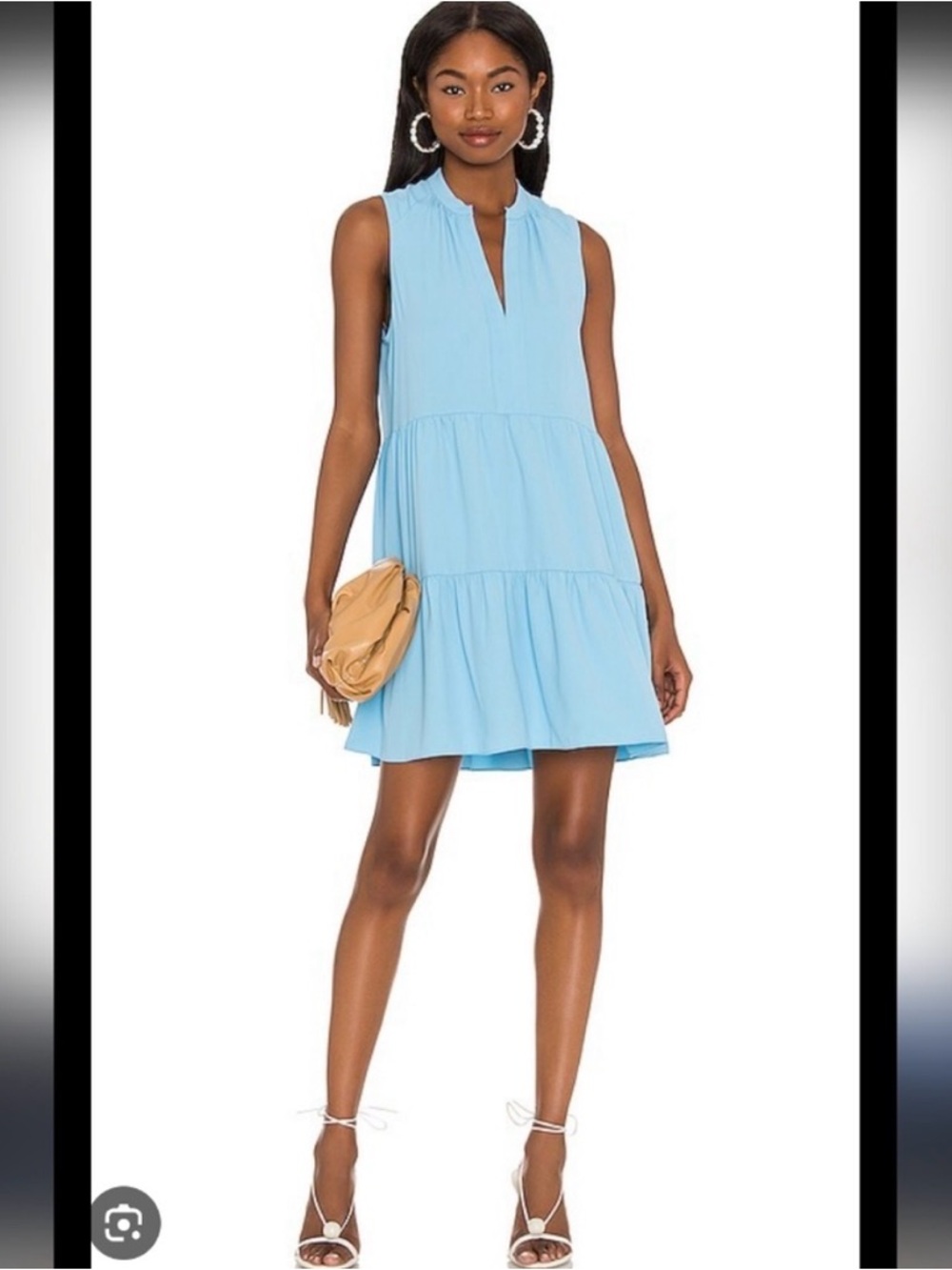 Amanda Uprichard Sky Blue Sleeveless Tiered Mini Dress